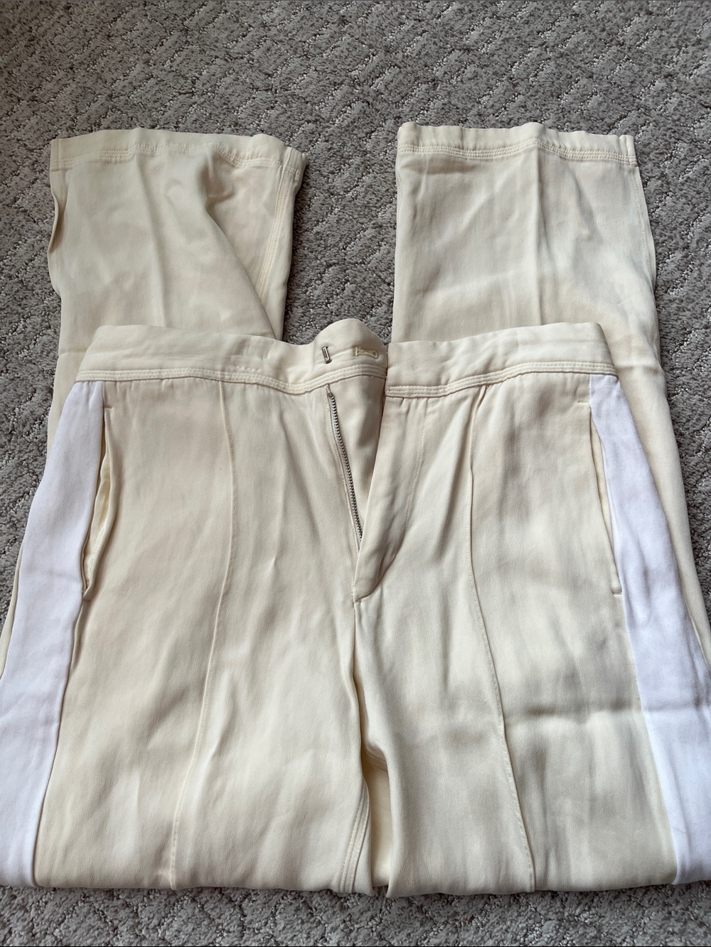rag & bone Cream Pants with White Side Stripes and Ankle Slits